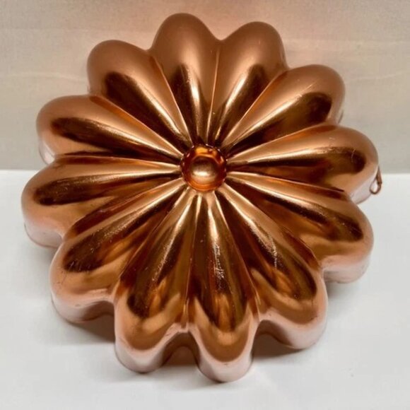 Vintage Copper Cake Jello Mold Round Fluted 3 1/2 Cups 6.75" x 3" Baking Pan EUC - Picture 7 of 9